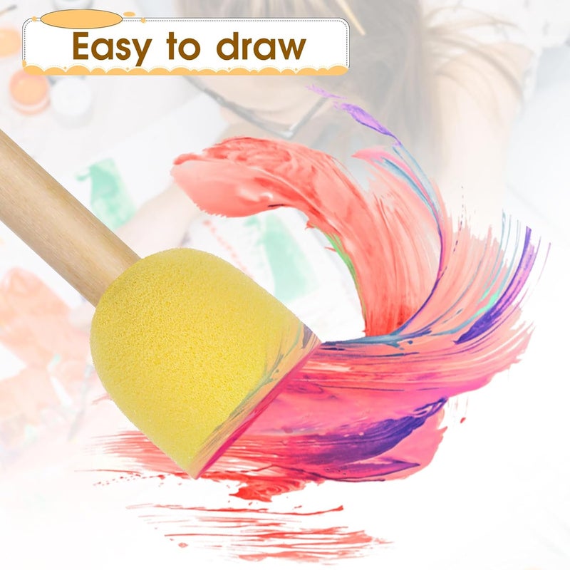 salbsever 4PCS Round Sponges Brush Set Circle Art Sponge Brushes Paint Sponges for Acrylic Painting and Face Paint Sponge Paint Brush Arts and DIY Crafts, 4 Mixed Size, Yellow - Image 3